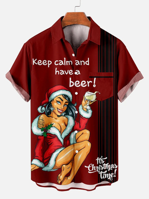 Men's Christmas Funny Graphic Short Sleeve Hawaiian Shirt